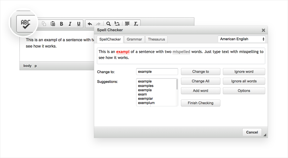 WSC Dialog Plugin for CKEditor 4 View