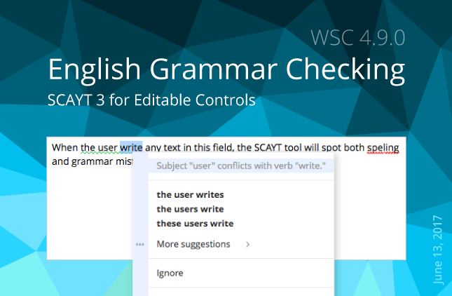 SCAYT 3 for Editable Controls with English Grammar Checking